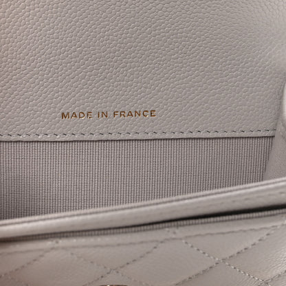 Chanel Caviar Quilted Flap Card Holder Wallet Light Grey 7 of 9