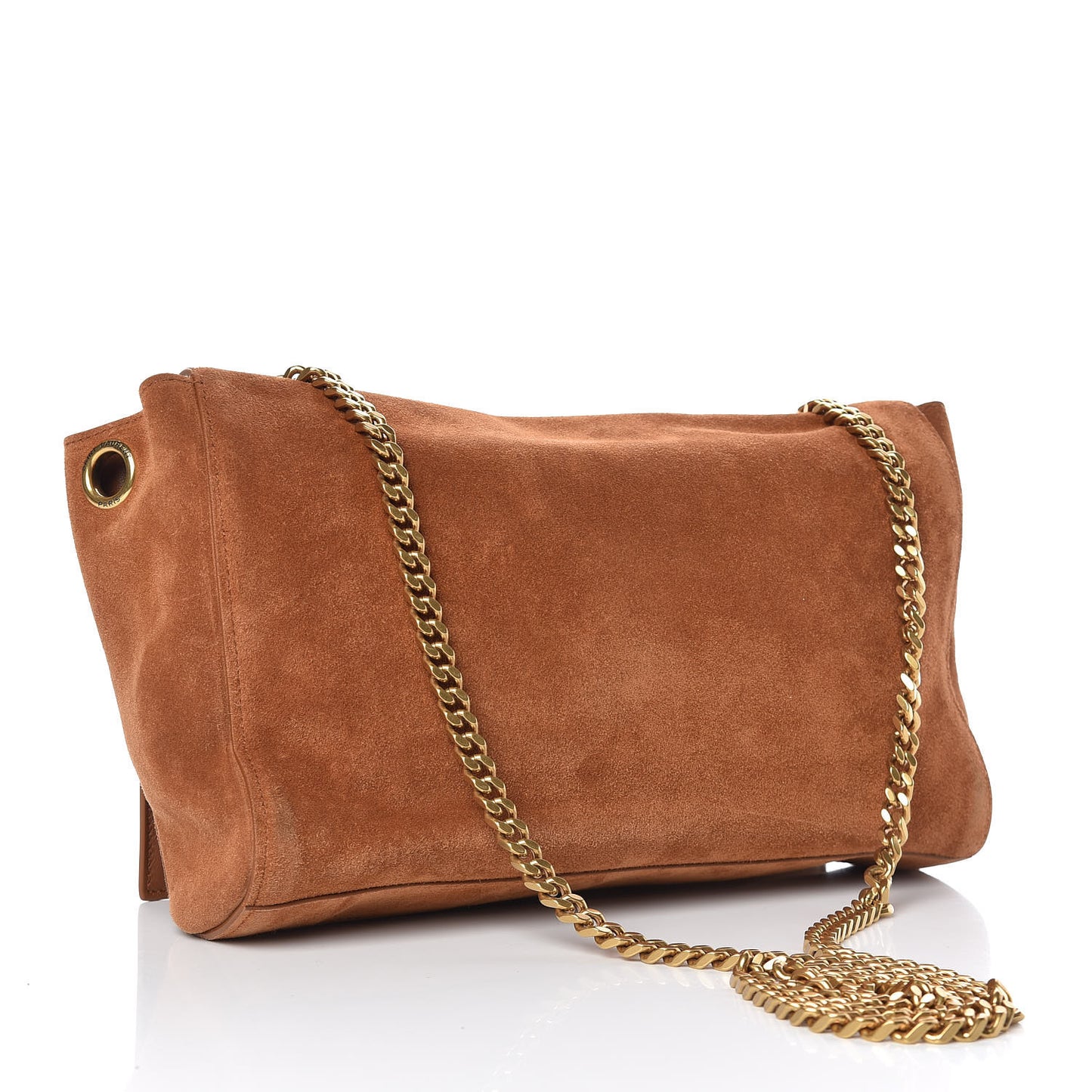 Smooth Calfskin Suede Medium Reversible Monogram Kate Satchel Light Ochre