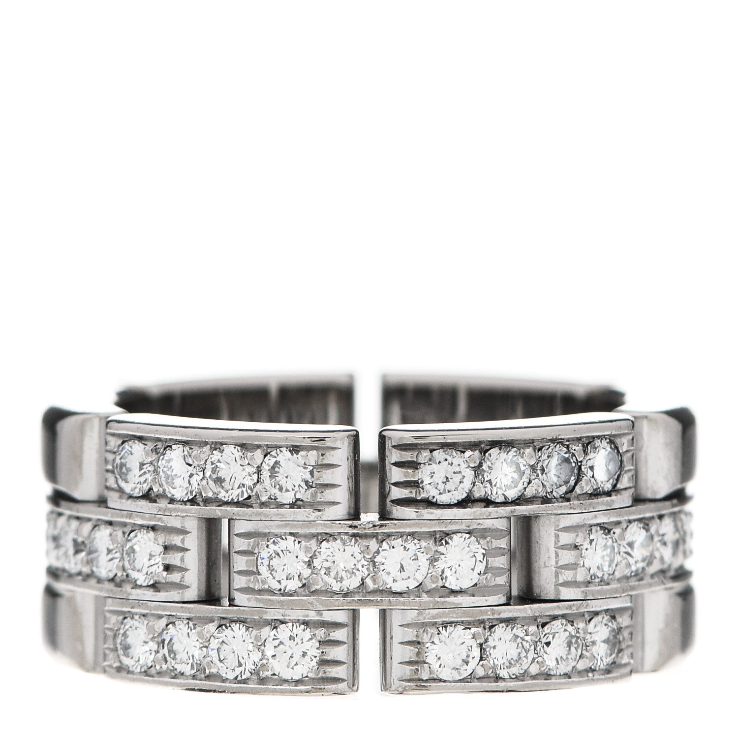 Cartier 18K White Gold Diamond Maillon Panthere 3 Half Rows Paved Ring 47 4 1 of 5
