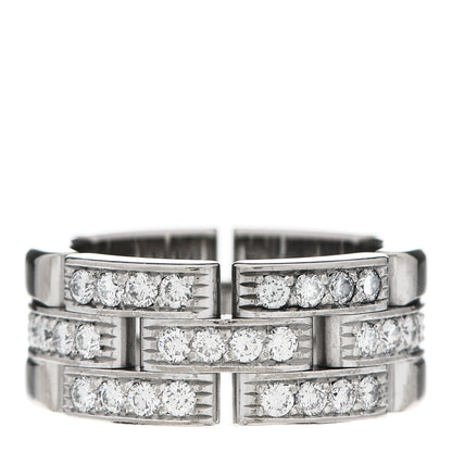 Cartier 18K White Gold Diamond Maillon Panthere 3 Half Rows Paved Ring 47 4 1 of 5