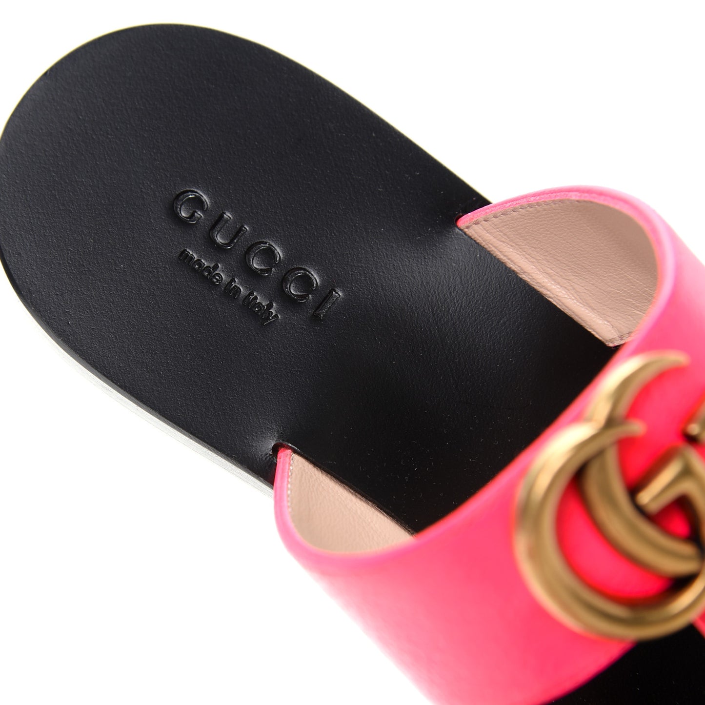 Calfskin GG Marmont Thong Sandals 36 Fuxia Fluo