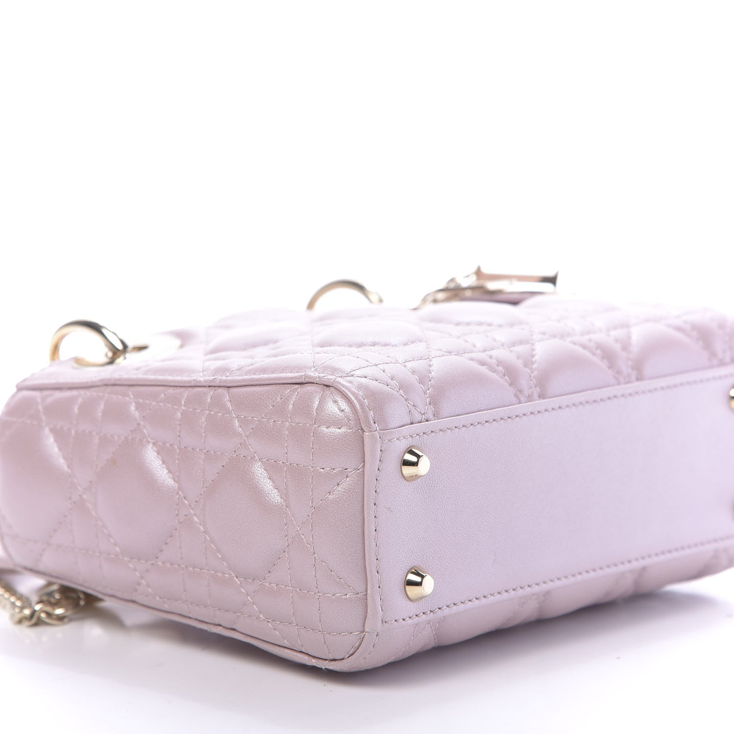 Christian Dior Metallic Lambskin Cannage Mini Lady Dior Lotus 6 of 12