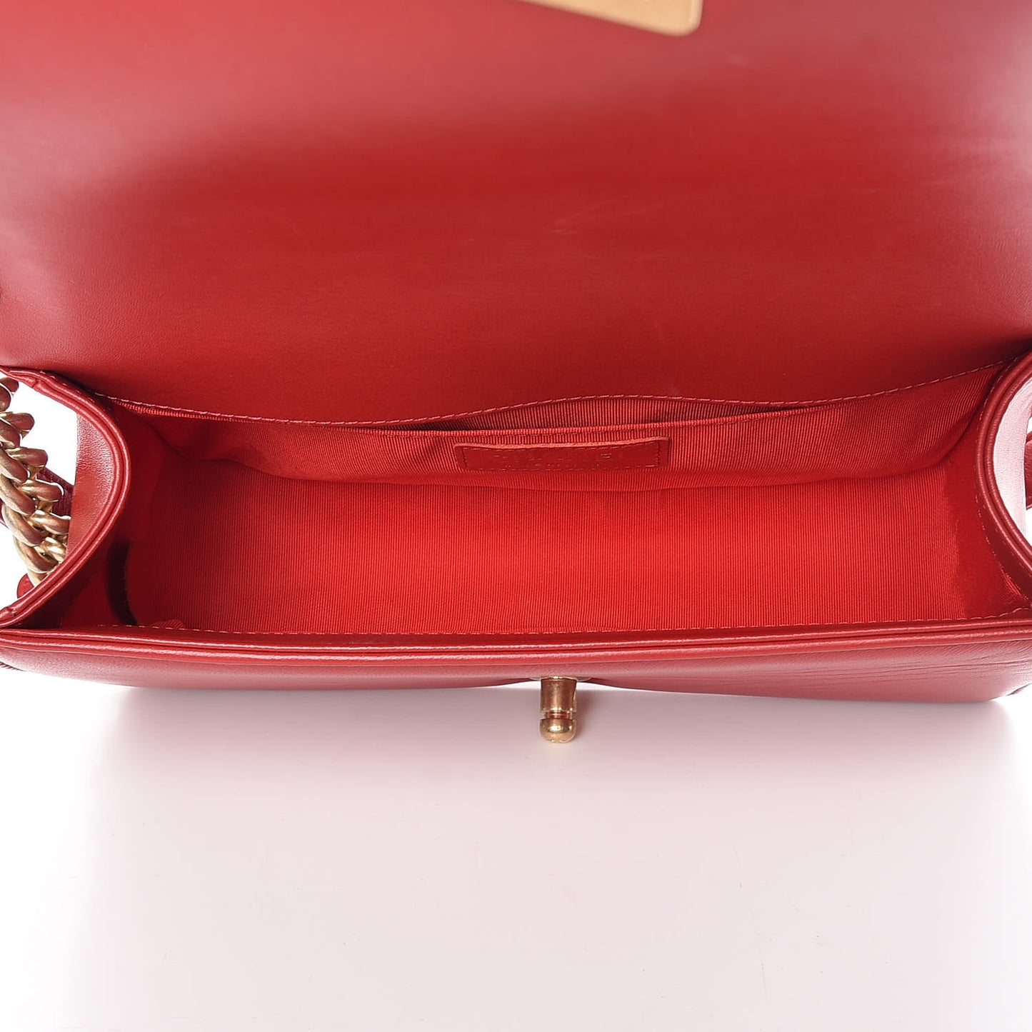 Lambskin Quilted Medium Boy Flap Red