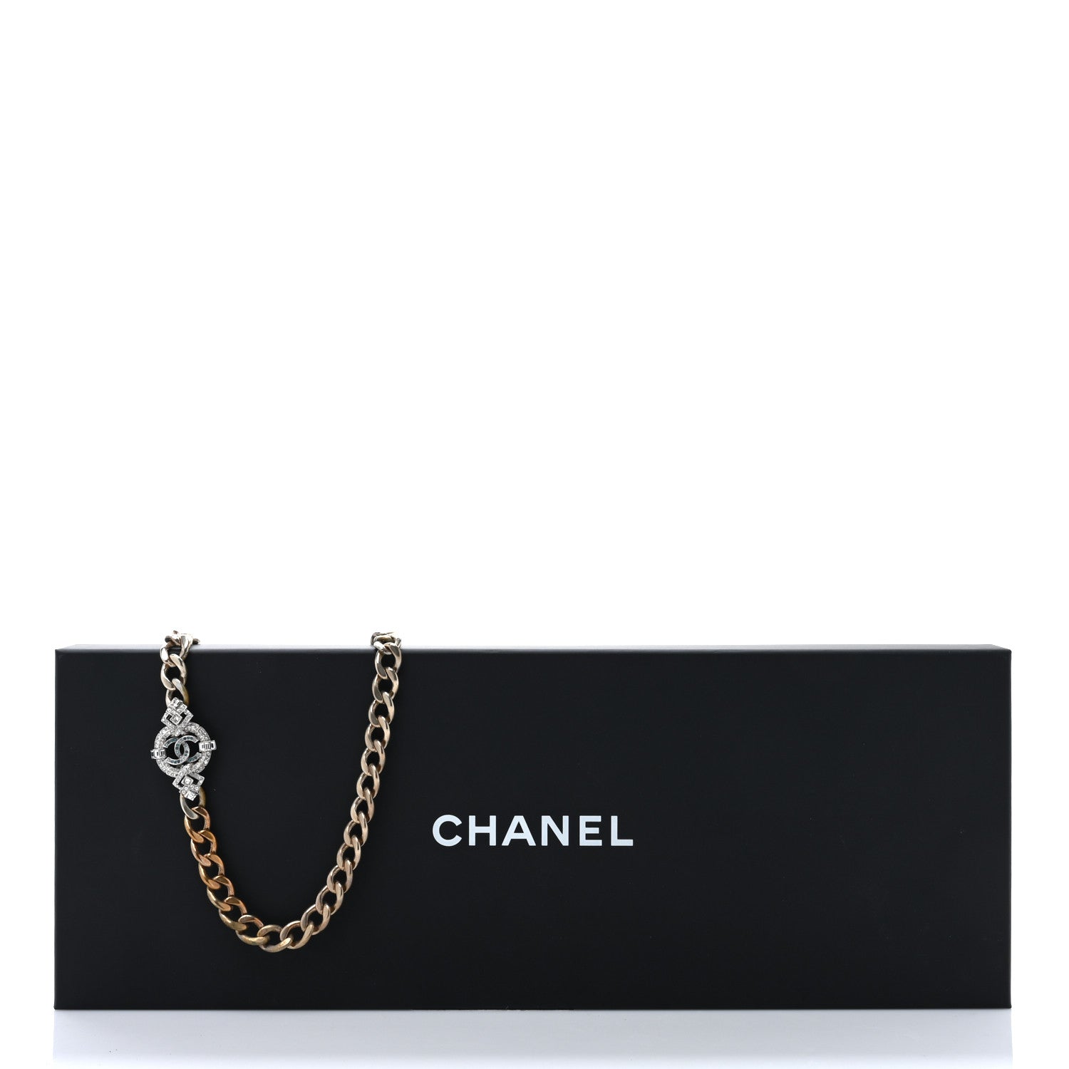 Chanel Crystal Eye Heart CC Chain Necklace Gold Gold Green Pink Blue 5 of 5