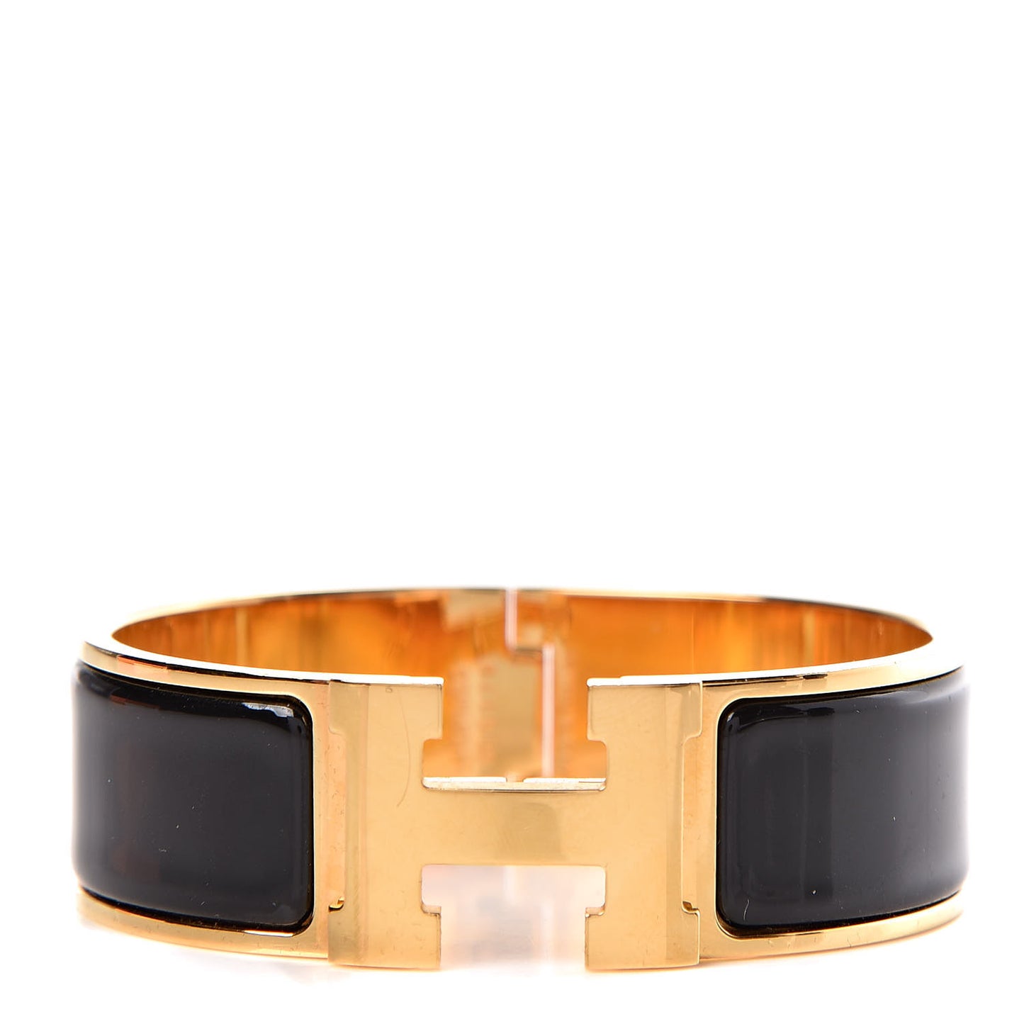 Enamel Wide Clic Clac H Bracelet GM Black