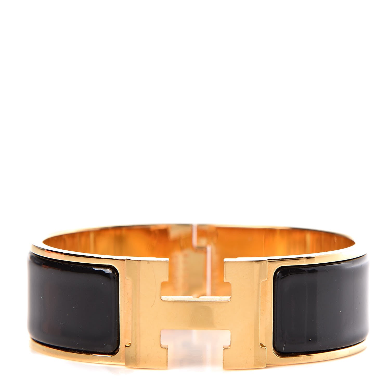 Hermes Enamel Wide Clic Clac H Bracelet GM Black 1 of 5