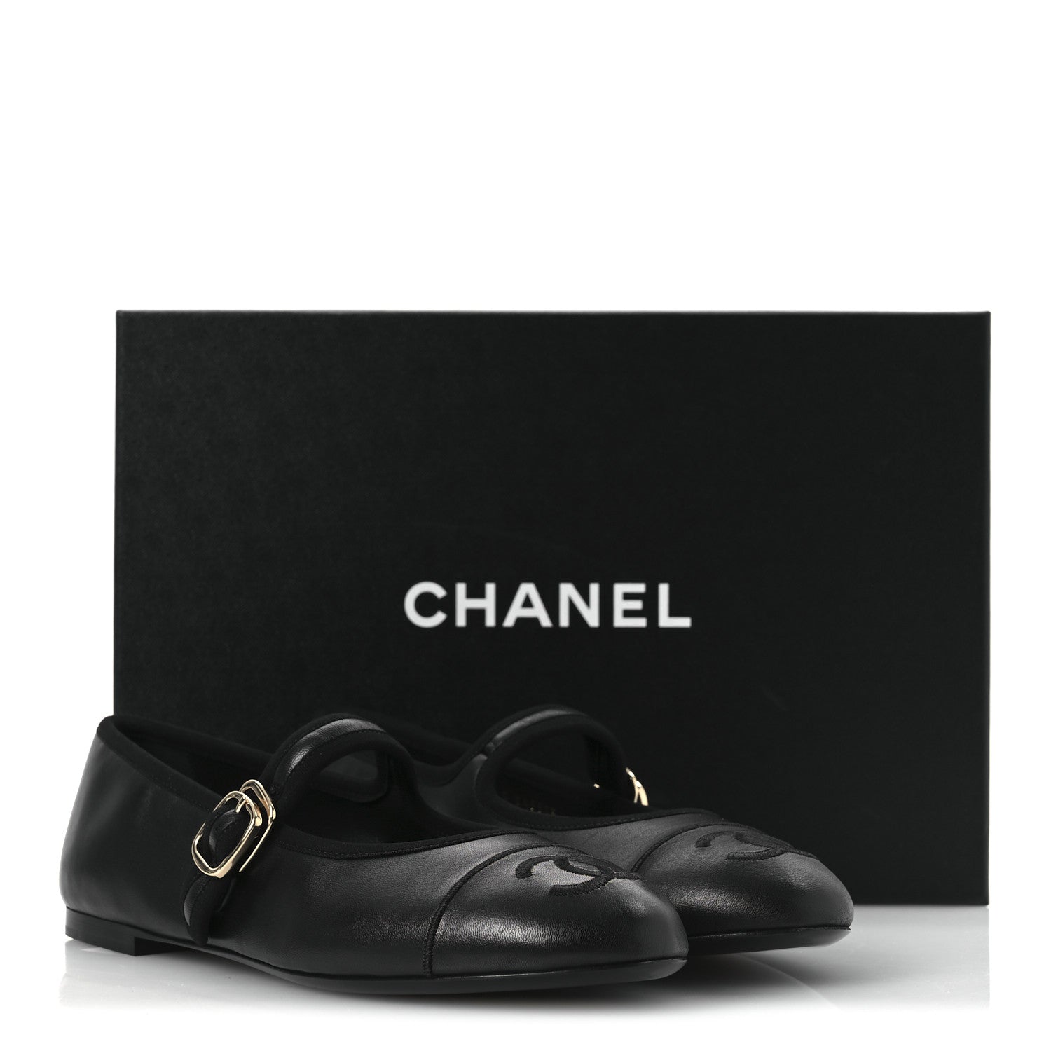 Chanel Lambskin Mary Jane Flats 37.5 Black 11 of 11