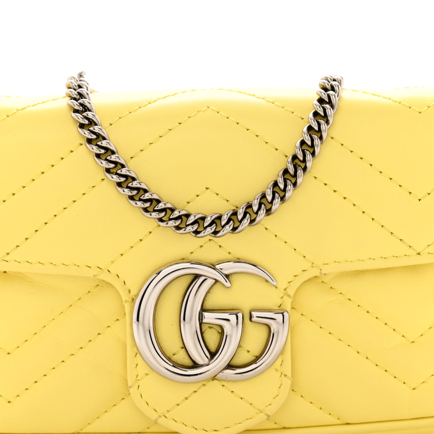 Gucci Calfskin Matelasse Super Mini GG Marmont Shoulder Bag Banana 11 of 14