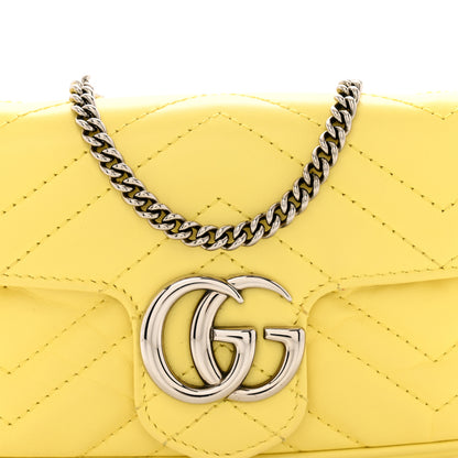 Gucci Calfskin Matelasse Super Mini GG Marmont Shoulder Bag Banana 11 of 14