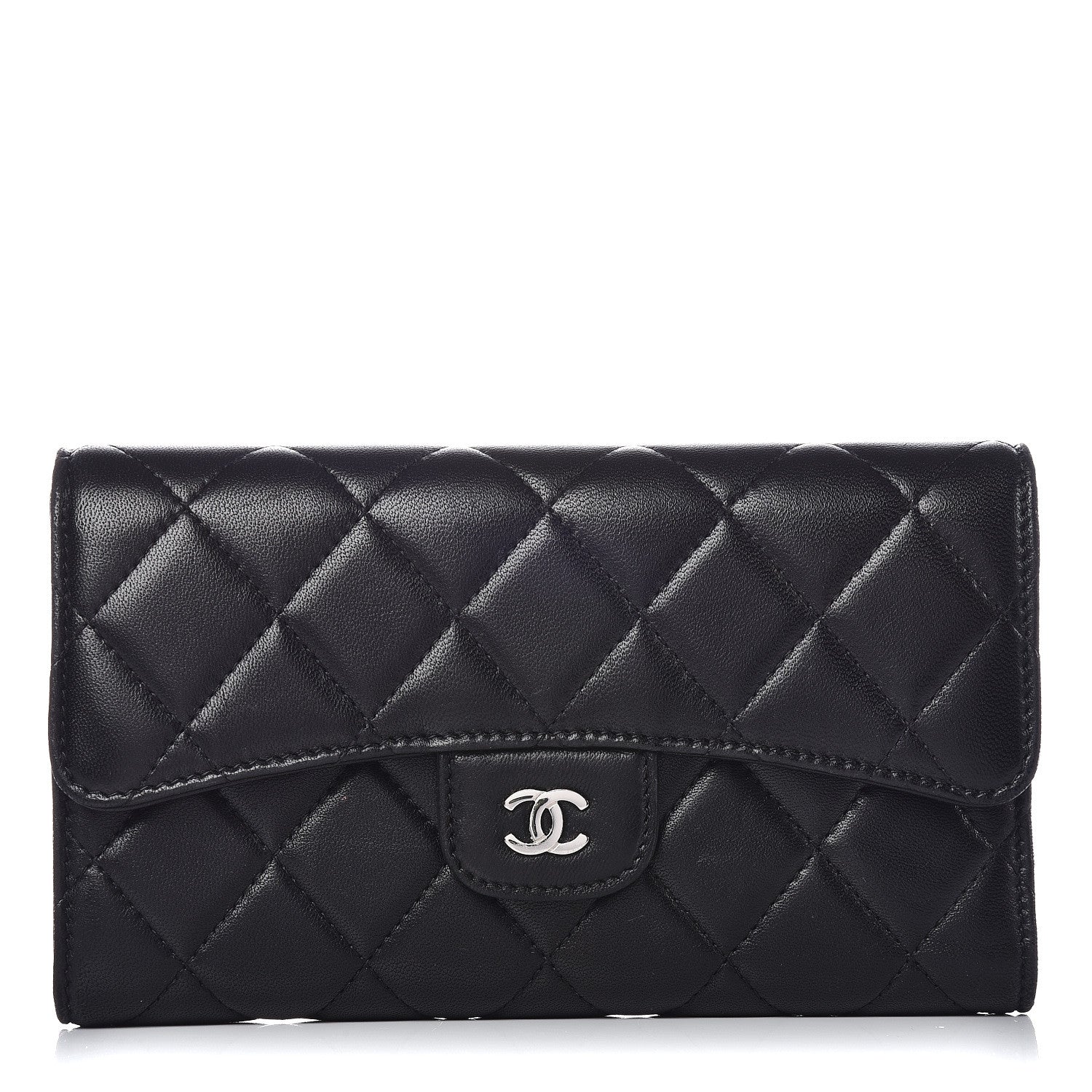 Chanel Lambskin Quilted Large Flap Wallet Black 1 of 13