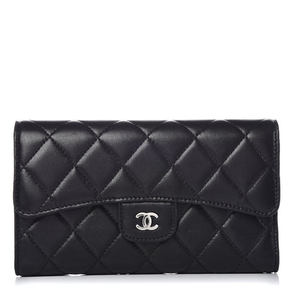 Chanel Lambskin Quilted Large Flap Wallet Black 1 of 13
