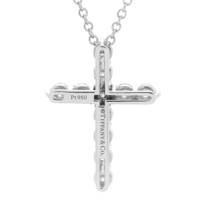 Tiffany Platinum Diamond Small Cross Pendant Necklace 4 of 6