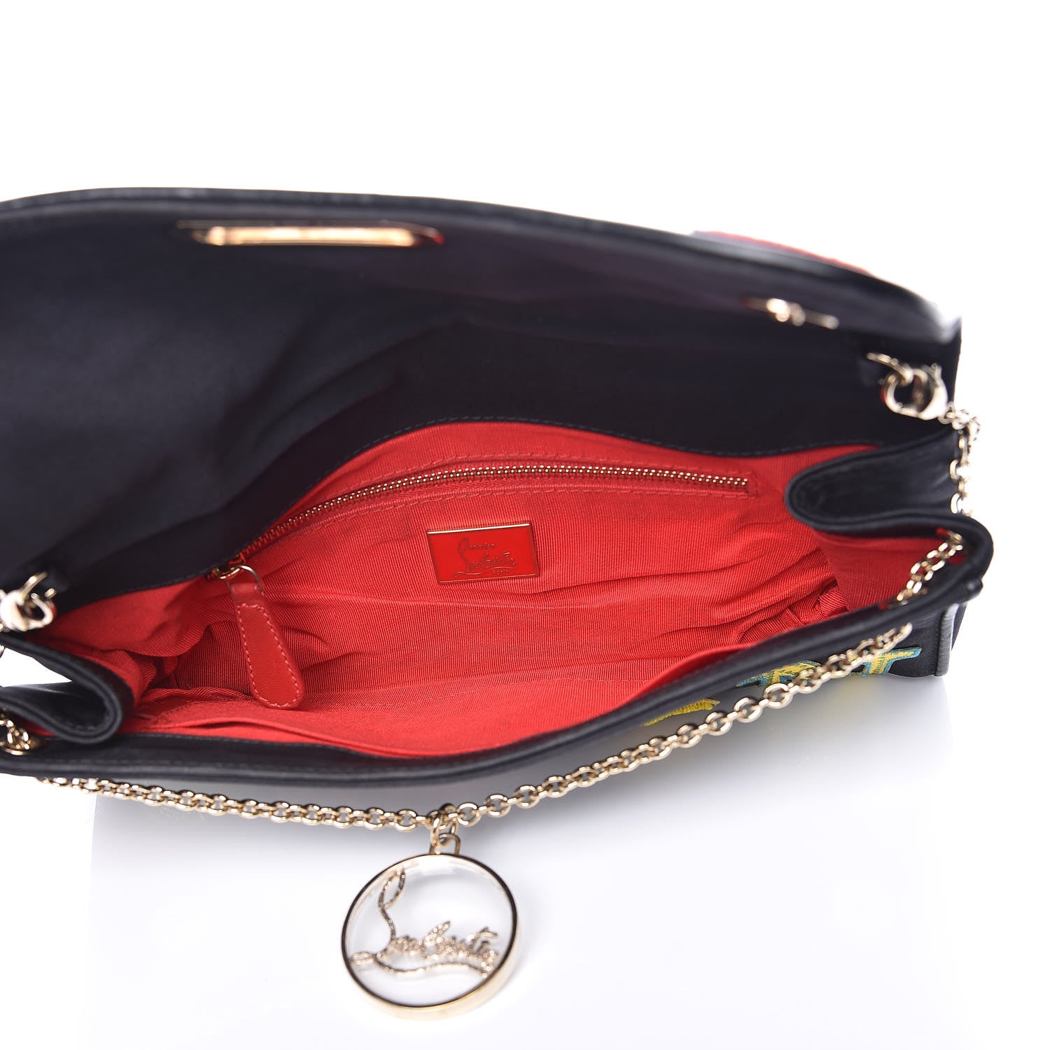 Christian Louboutin Canvas Patch Letters Riviera Clutch Black 5 of 12