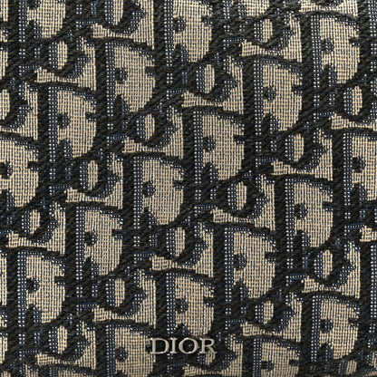Christian Dior Oblique Jacquard Grained Calfskin Lingot Toiletry Case Blue Black 8 of 9