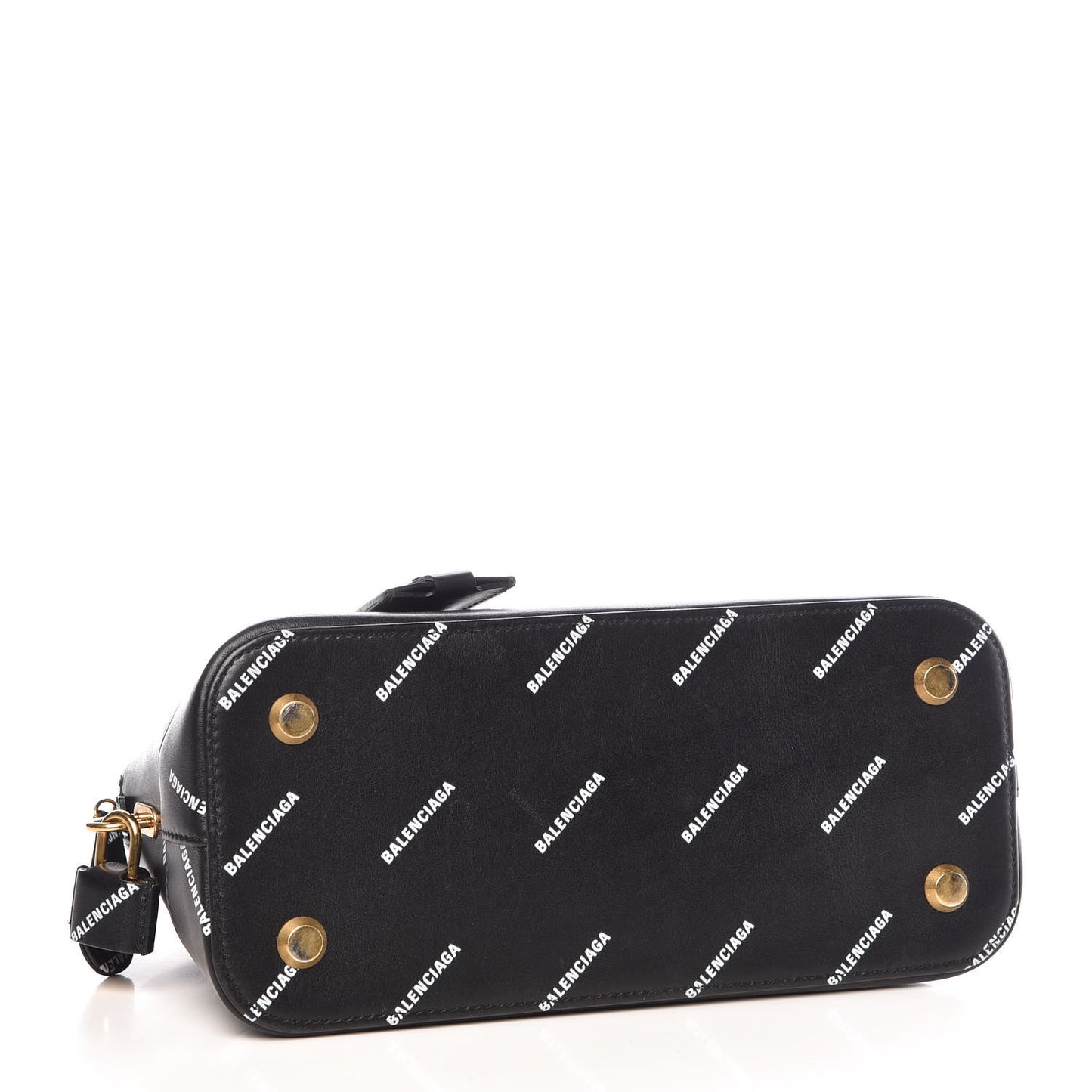 Calfskin Allover Logo S Ville Top Handle Bag Black White