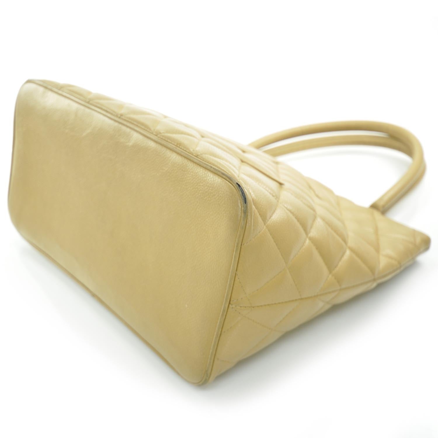 Chanel Caviar Quilted Medallion Tote Beige 6 of 9