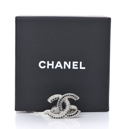 Chanel Crystal CC Ring 6 Silver Black 5 of 5