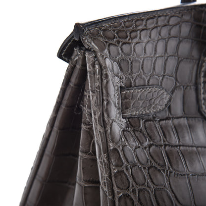 Hermes Matte Niloticus Crocodile Birkin 30 Gris Elephant 40 of 45