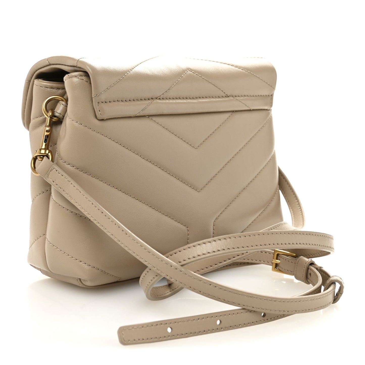 Calfskin Y Quilted Monogram Toy Loulou Crossbody Bag Dark Beige