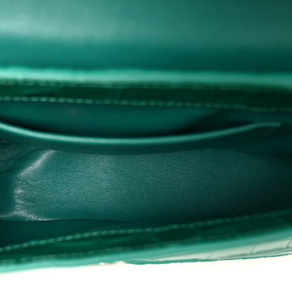 Balenciaga Shiny Super Supple Calfskin Crocodile Embossed Small XX Flap Stretch Bag Jade 5 of 10