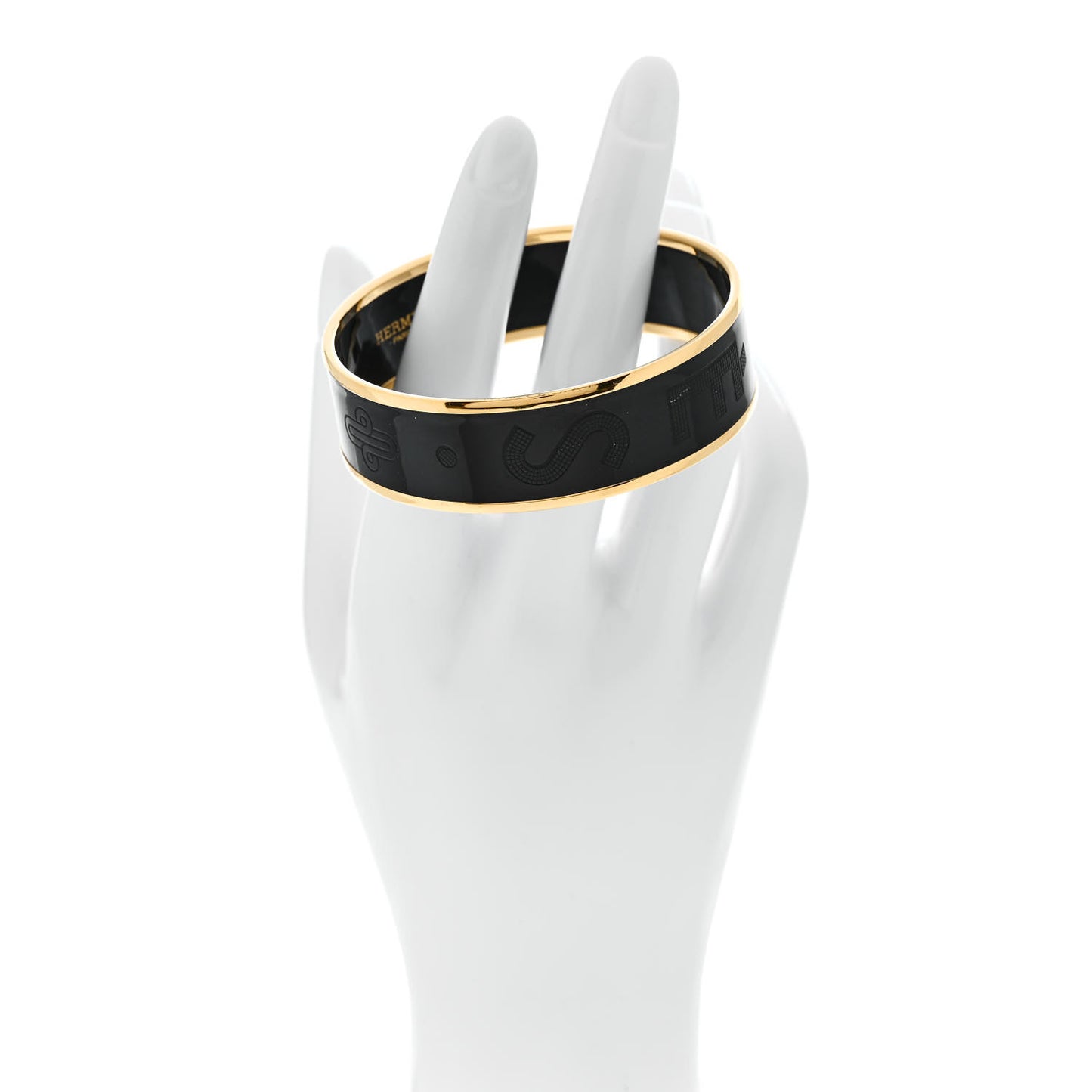 Enamel Wide Printed Sellier Bracelet 65 Black