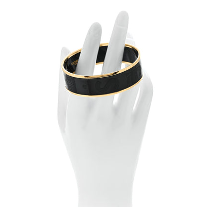 Hermes Enamel Wide Printed Sellier Bracelet 65 Black 2 of 6