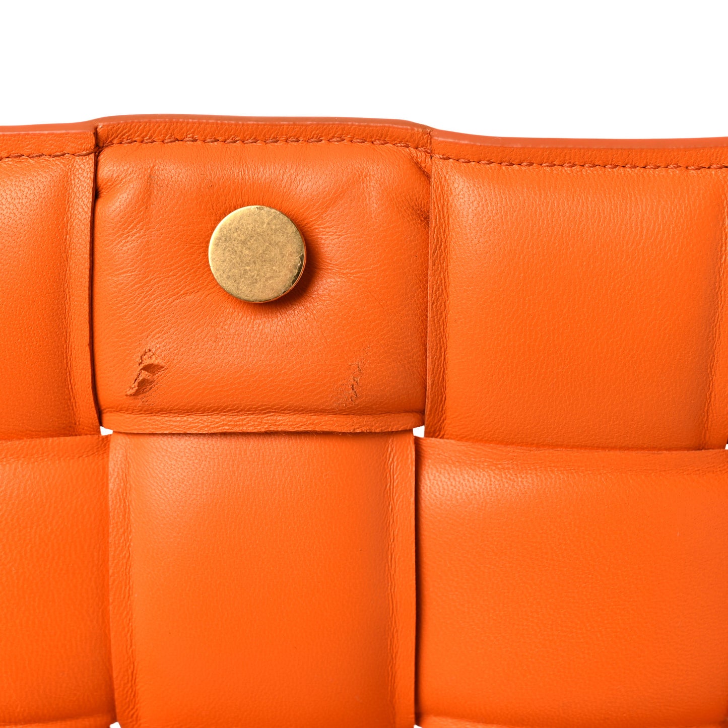Nappa Maxi Intreccio Padded Cassette Crossbody Bag Orange