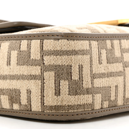 Fendi Chenille Vitello Seta FF Embroidered Baguette Tortora 9 of 12