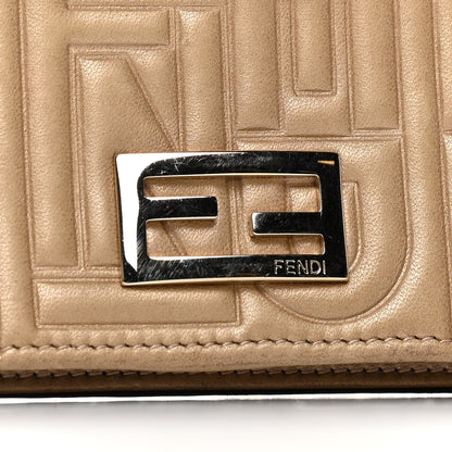 Fendi Metallic Nappa Logo Embossed Long Wallet On Chain Gold 6 of 6