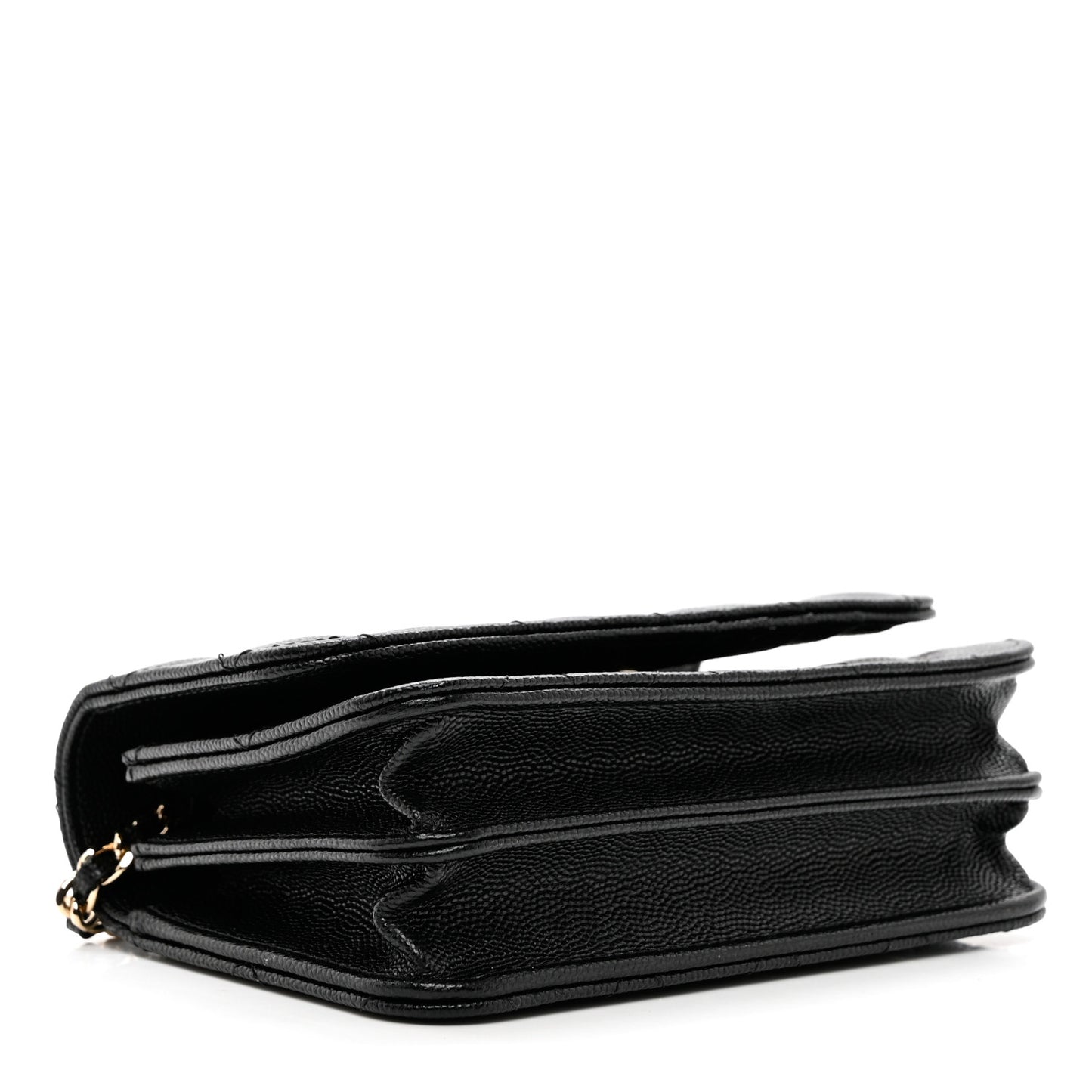 Caviar Quilted Mini Wallet On Chain WOC Black