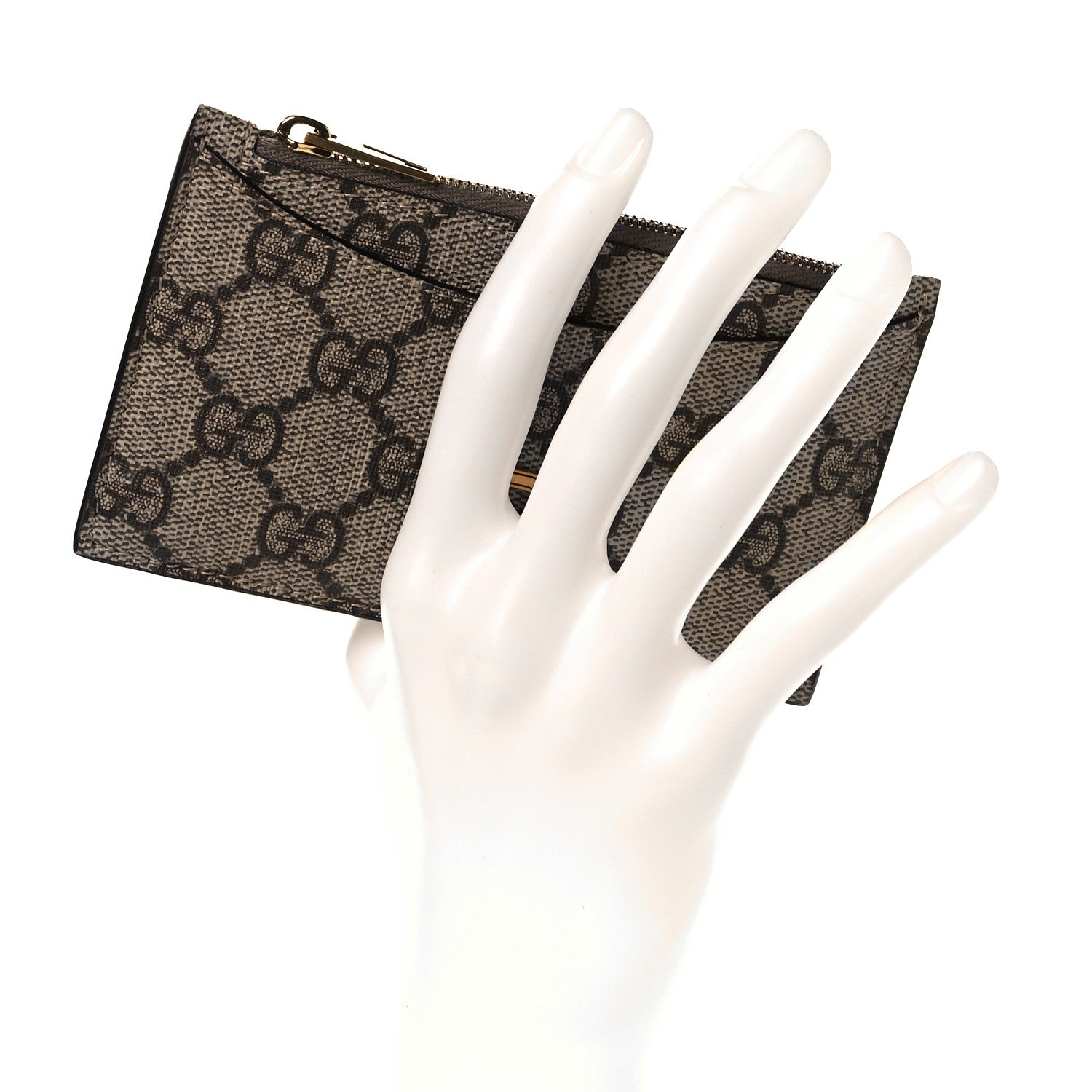 Gucci X BALENCIAGA GG Supreme Monogram Zip Card Case Beige Ebony 2 of 8