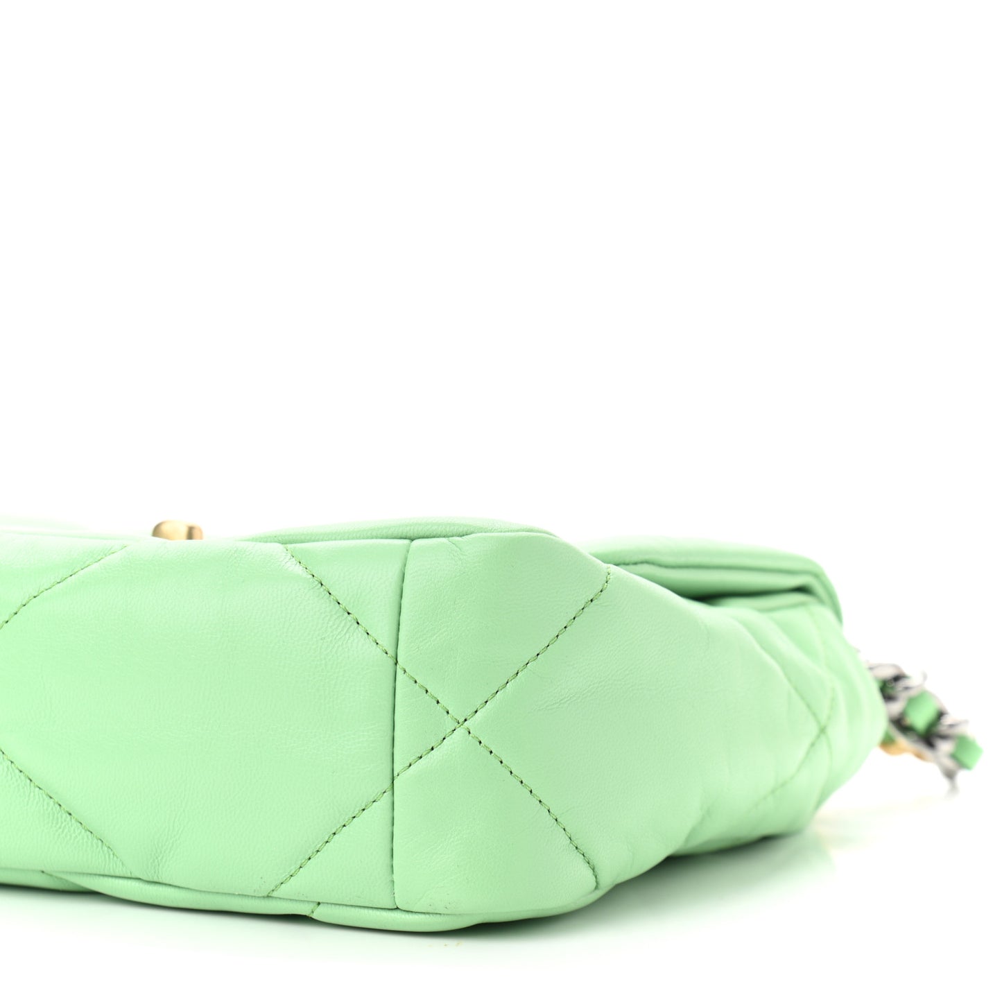 Goatskin Quilted Medium Chanel 19 Flap Light Green