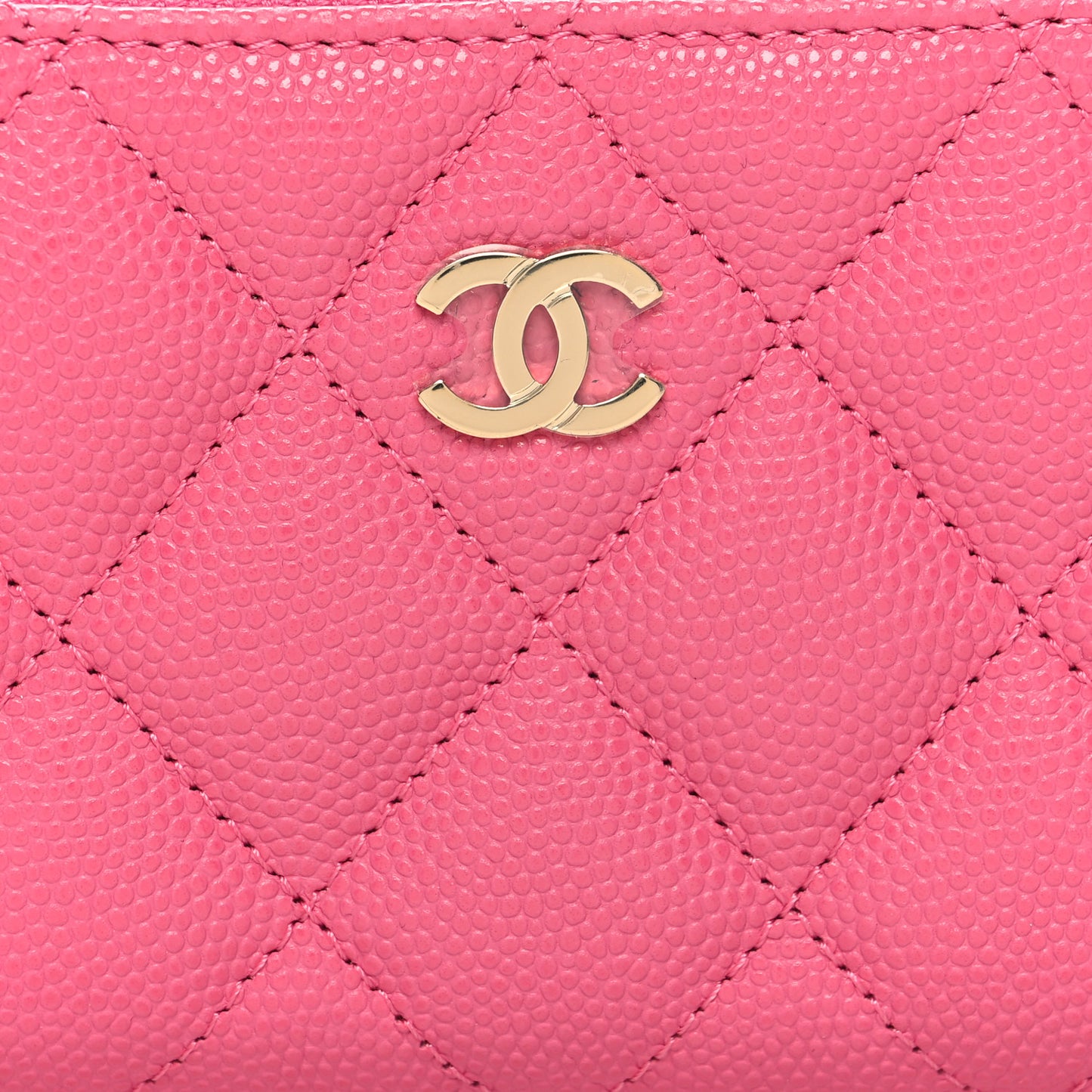 Caviar Quilted Zip Coin Purse Pink
