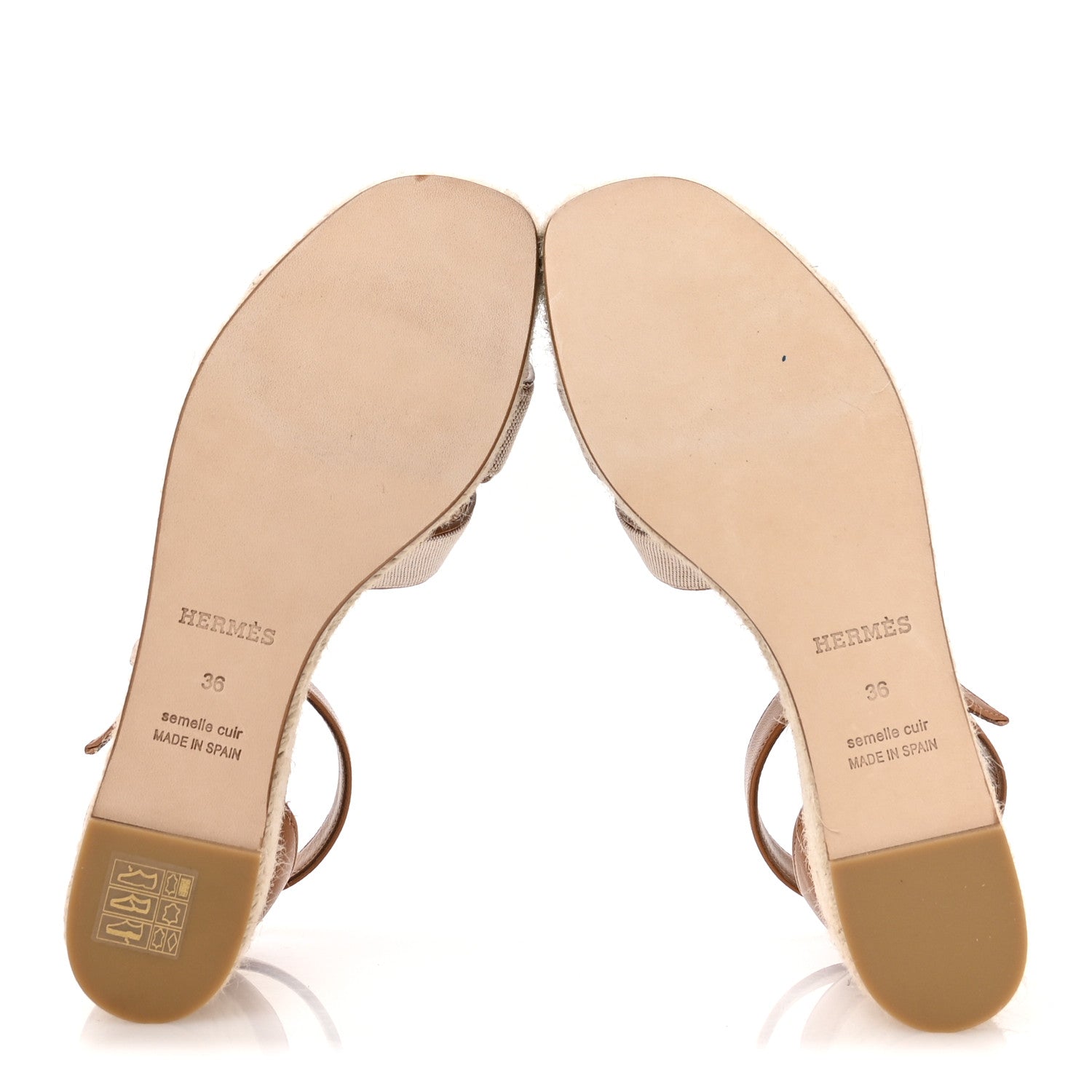Hermes H Canvas Goatskin Elda Espadrille Wedge Sandals 36 Noisette Natural 6 of 8