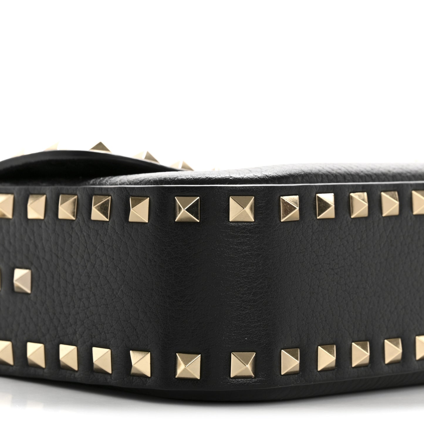 Pebbled Calfskin Medium Rockstud Flip Lock Shoulder Bag Black