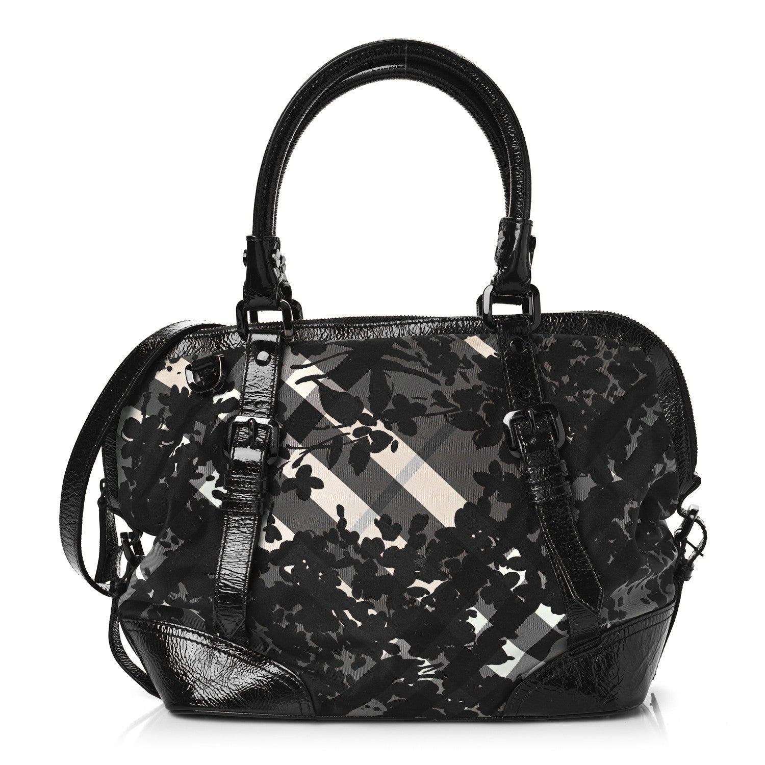 Burberry Nylon Beat Check Floral Florence Tote Black 1 of 9
