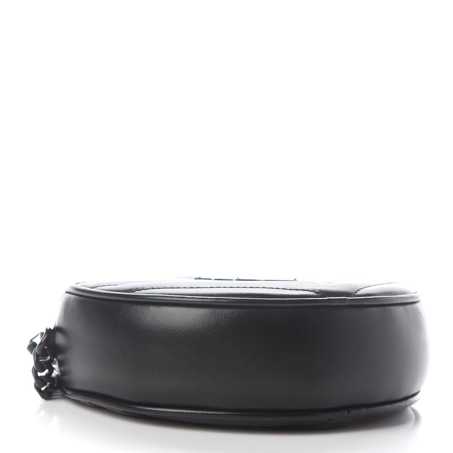 Calfskin Matelasse Chevron Round Vinyle Camera Bag Black