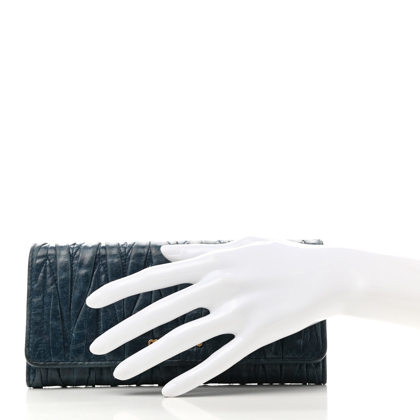 Nappa Matelasse Flap Wallet Bluette