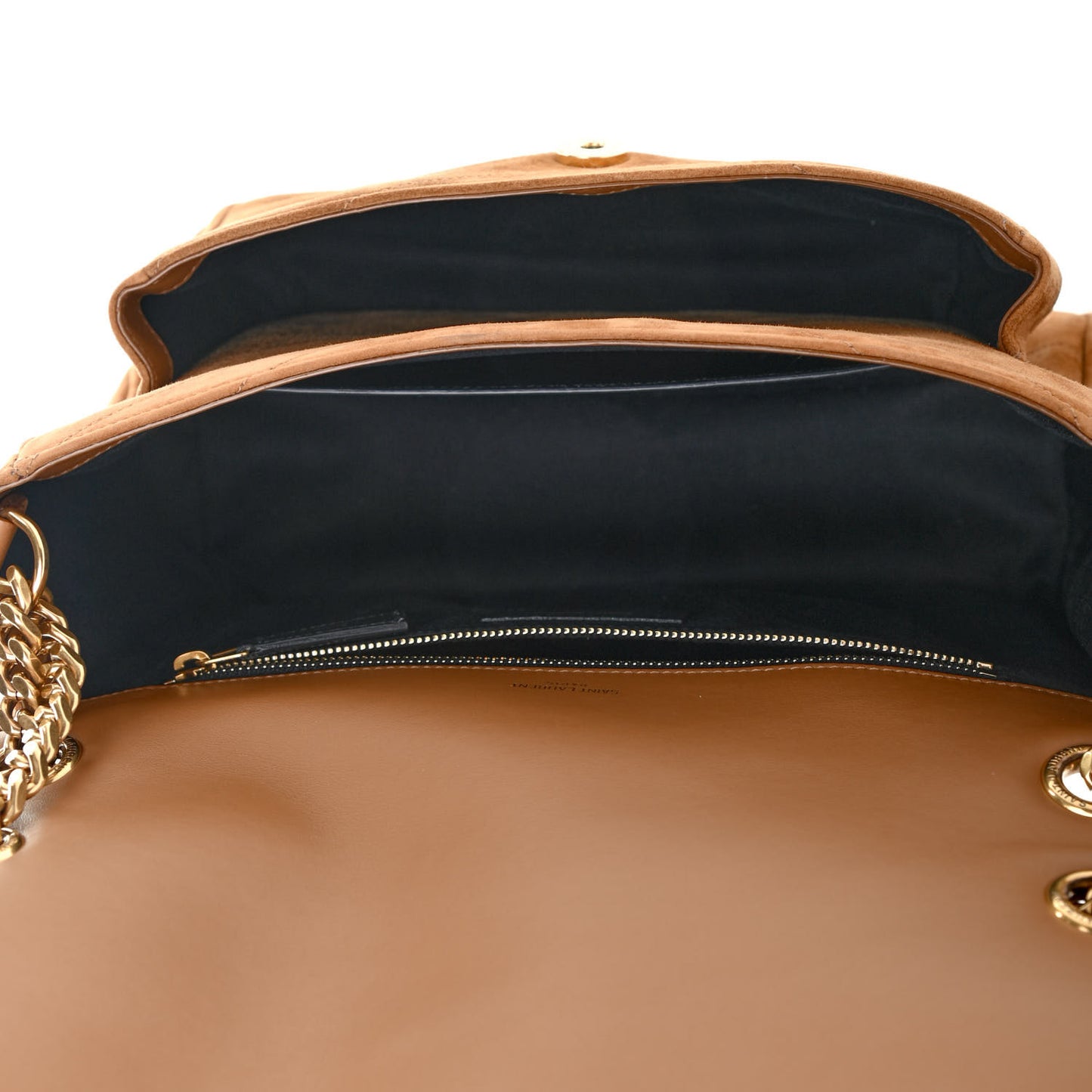 Suede Monogram Medium Niki Chain Satchel Cinnamon