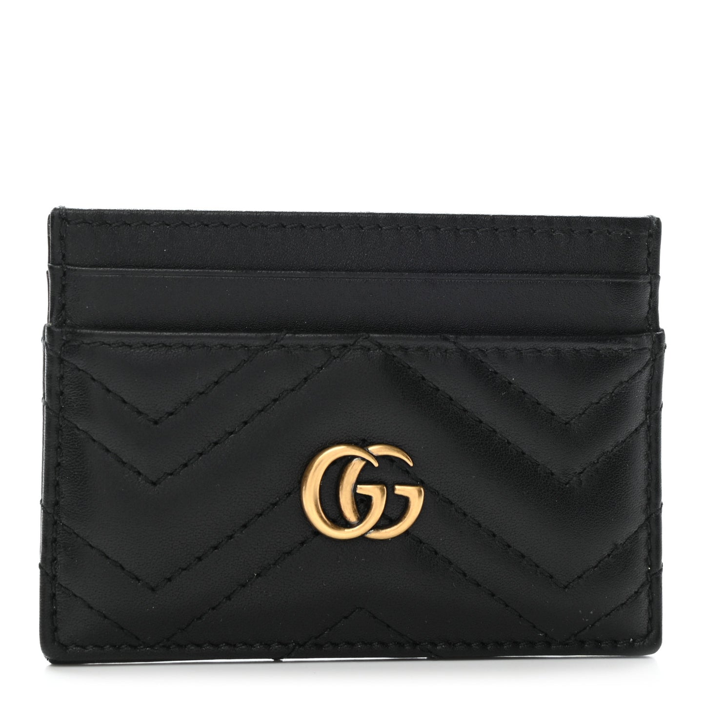 Calfskin Matelasse GG Marmont Card Holder Black