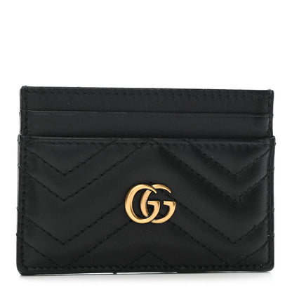 Gucci Calfskin Matelasse GG Marmont Card Holder Black 1 of 7