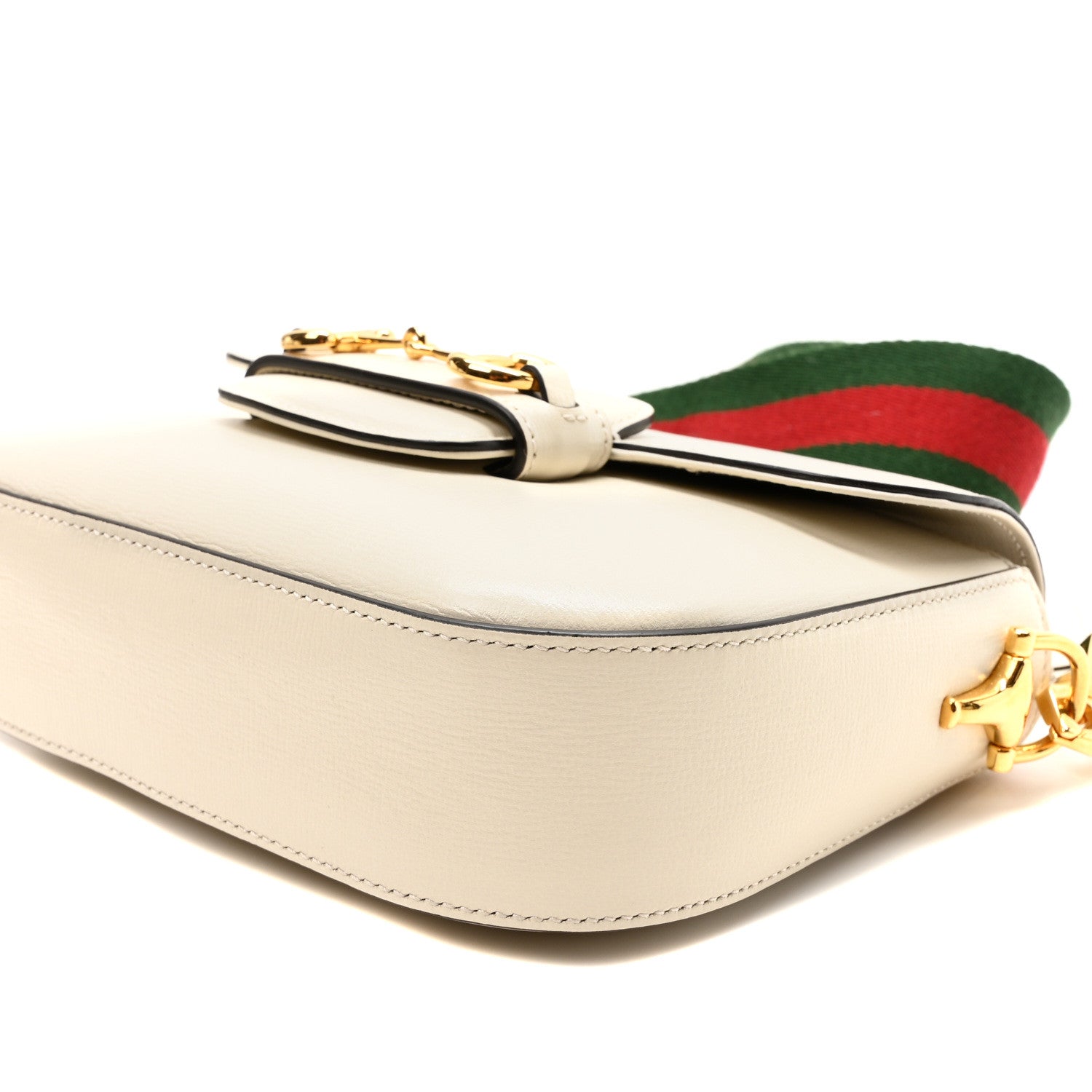 Gucci Azalea Calfskin Web Mini Horsebit 1955 Shoulder Bag Mystic White 9 of 9