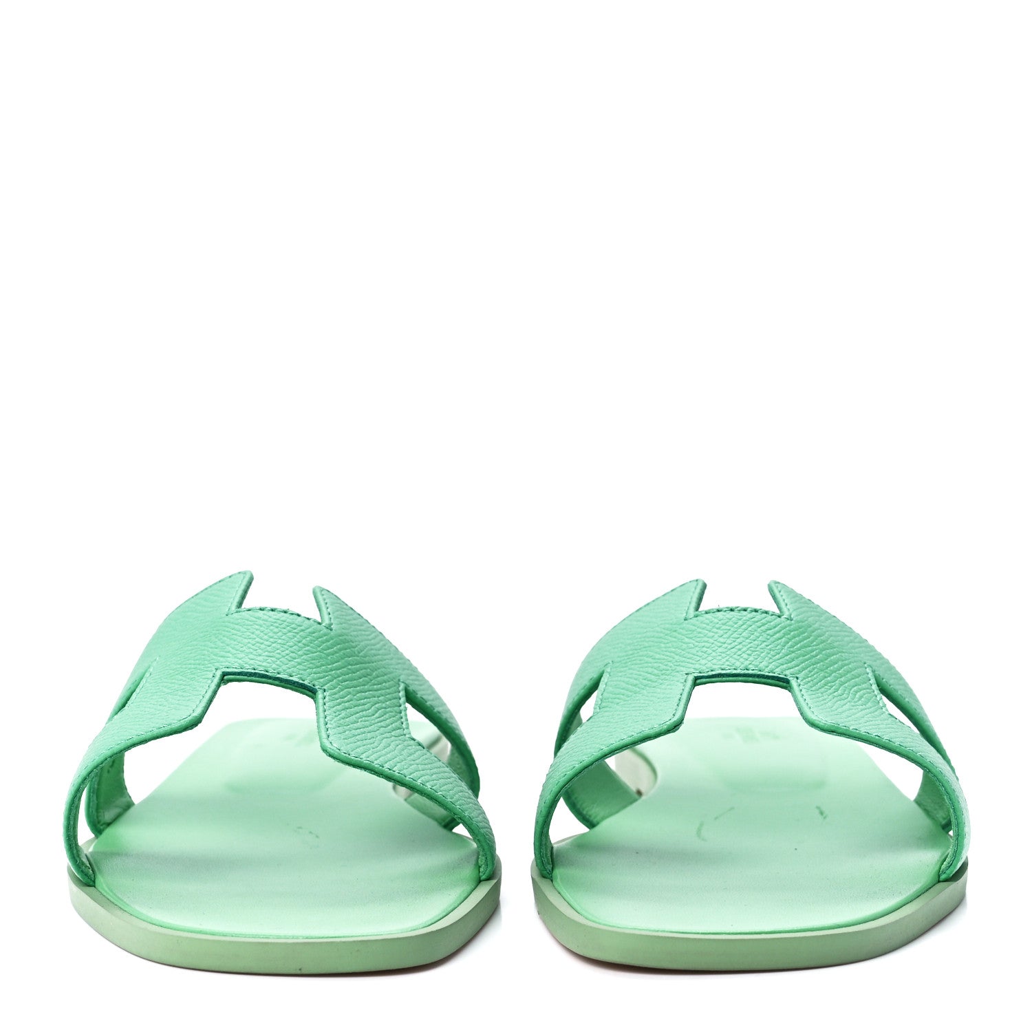Hermes Epsom Oran Sandals 40.5 Vert Pomme 2 of 9