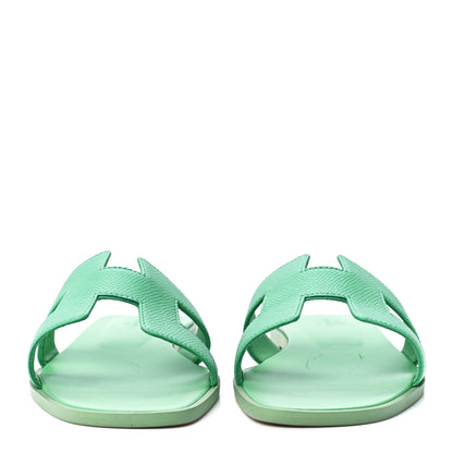 Hermes Epsom Oran Sandals 40.5 Vert Pomme 2 of 9