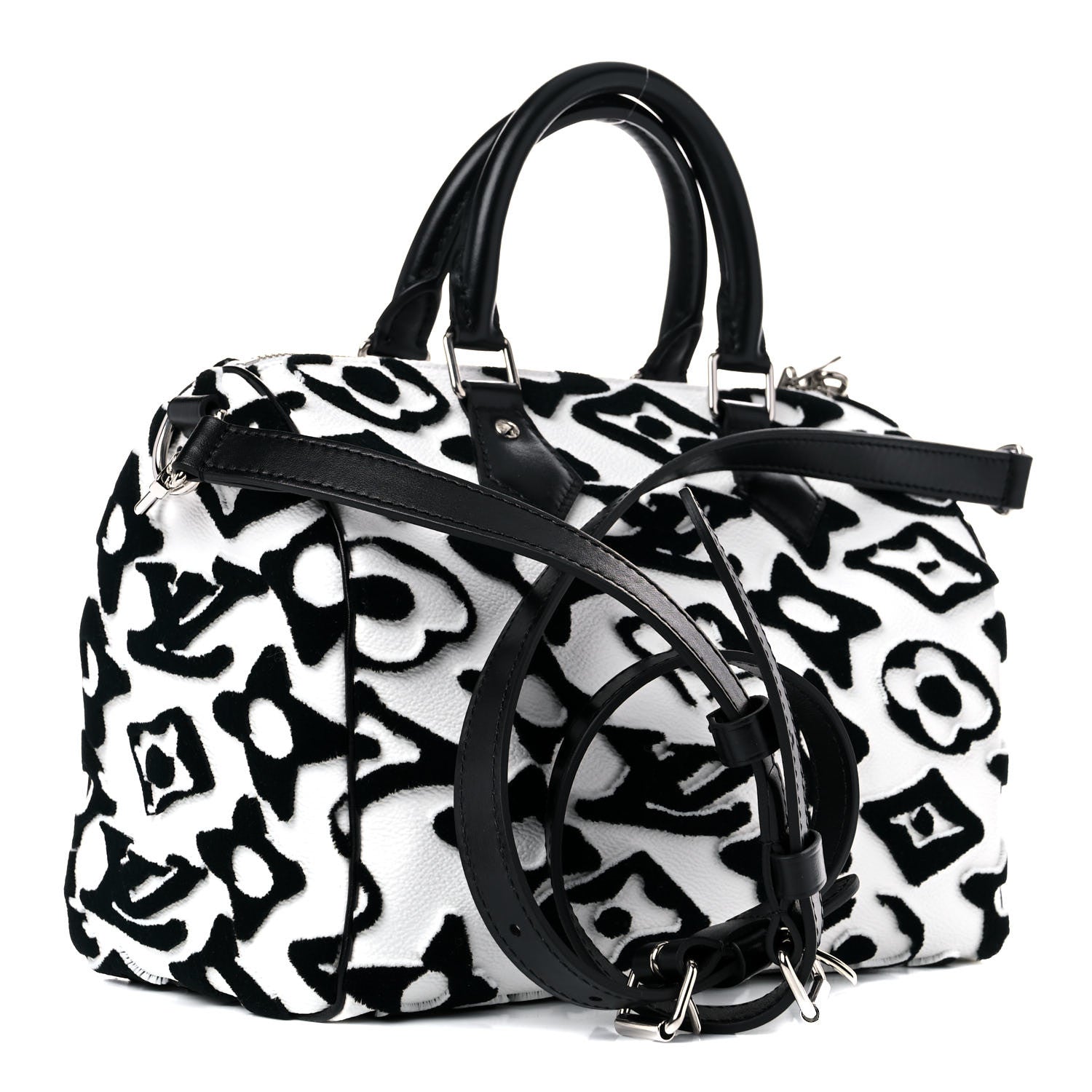 Louis Vuitton X UF Tufted Monogram Speedy Bandouliere 25 White Black 3 of 9