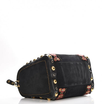 Gucci Suede Calfskin Large Babouska Studded Boston Black 7 of 19