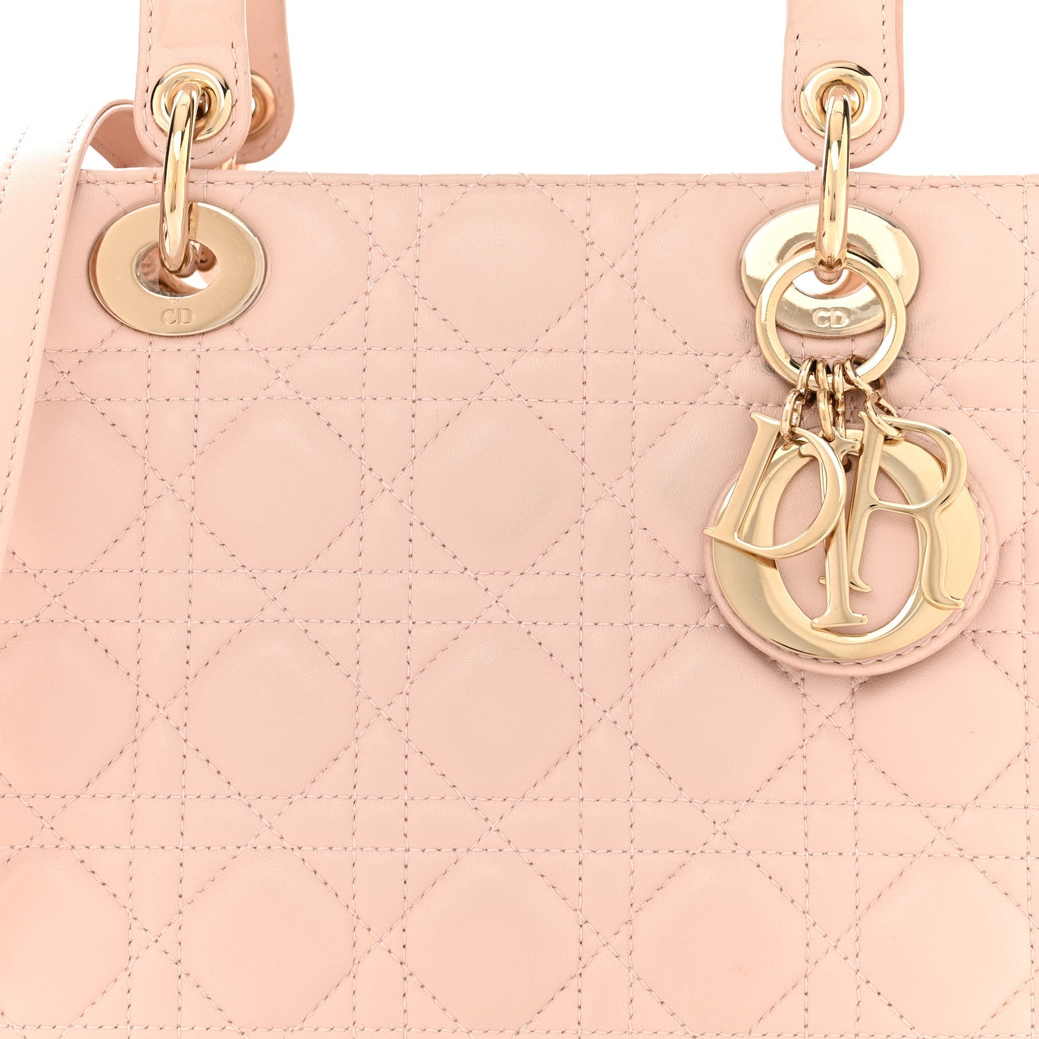 Christian Dior CHRISTIAN DIOR Lambskin Cannage Medium Lady Dior Light Pink 7 of 10