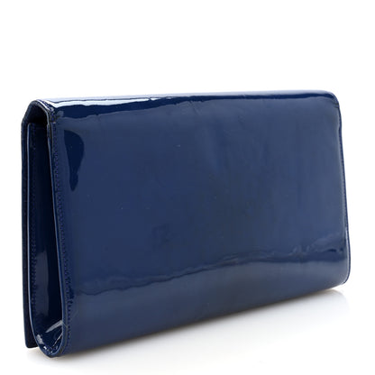 Saint Laurent Patent Calfskin Monogram Large Belle De Jour Clutch Royal Blue 3 of 5