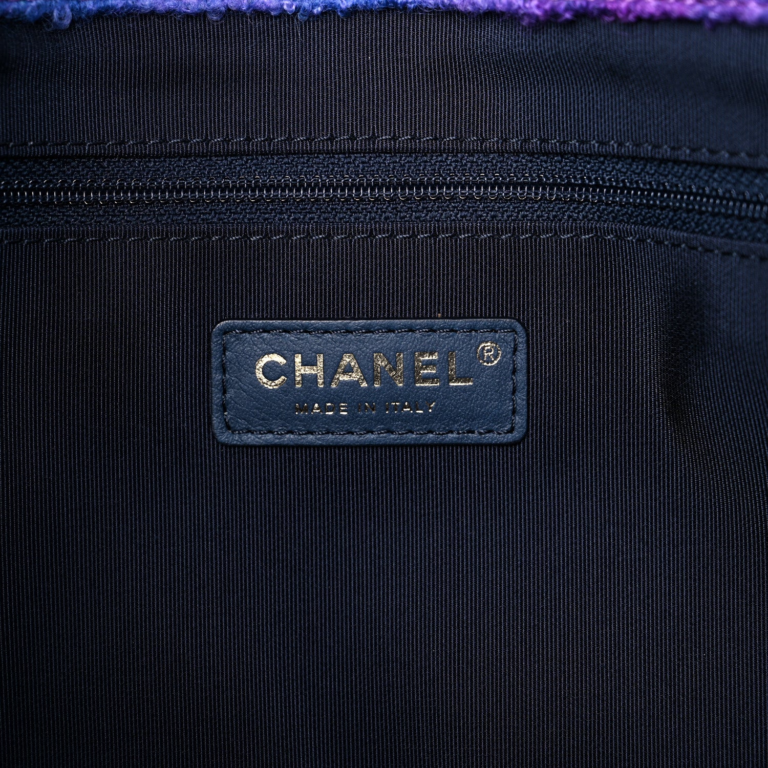 Chanel Wool Tweed CC Tote Purple Black Blue 6 of 9