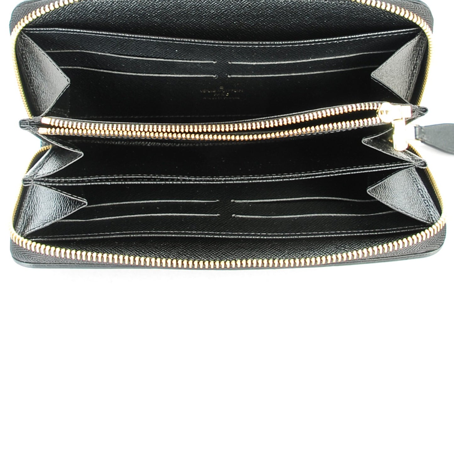 Calfskin Colored Monogram Zippy Wallet Blue Black
